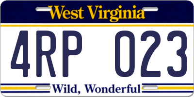 WV license plate 4RP023
