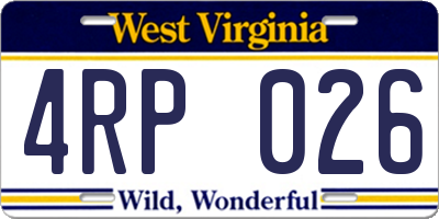 WV license plate 4RP026