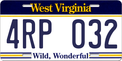 WV license plate 4RP032