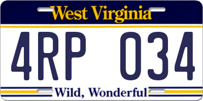 WV license plate 4RP034