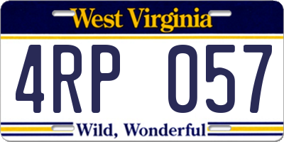 WV license plate 4RP057