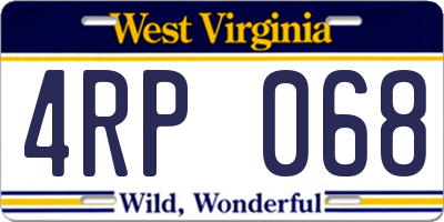 WV license plate 4RP068