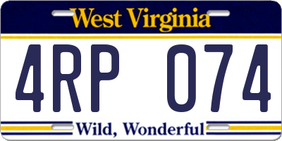 WV license plate 4RP074