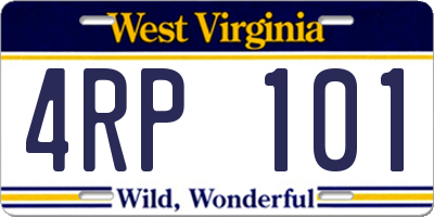 WV license plate 4RP101