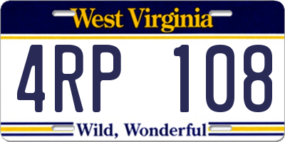 WV license plate 4RP108