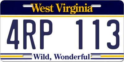 WV license plate 4RP113