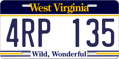 WV license plate 4RP135