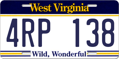 WV license plate 4RP138