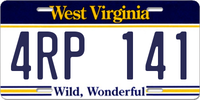 WV license plate 4RP141
