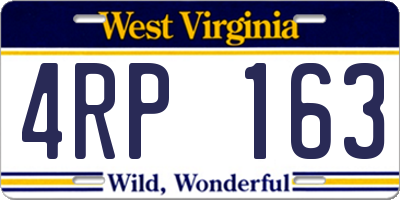 WV license plate 4RP163