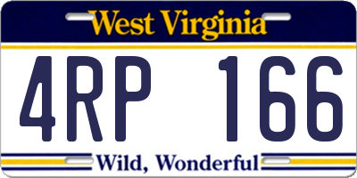 WV license plate 4RP166
