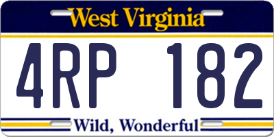 WV license plate 4RP182