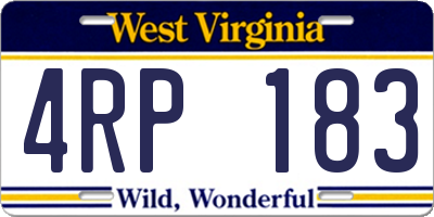 WV license plate 4RP183