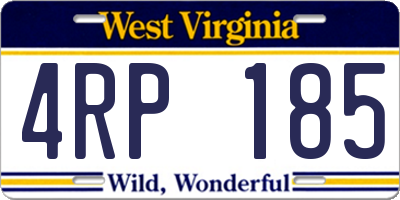 WV license plate 4RP185