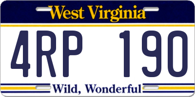 WV license plate 4RP190