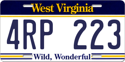 WV license plate 4RP223
