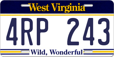 WV license plate 4RP243