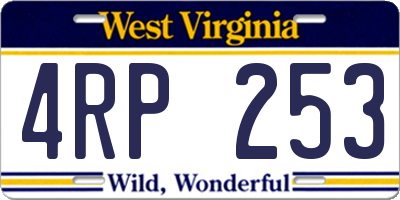 WV license plate 4RP253