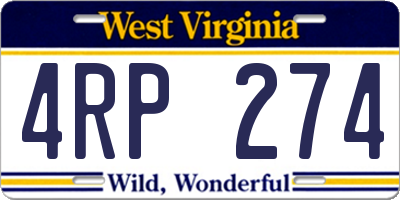 WV license plate 4RP274