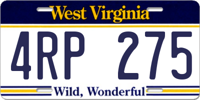 WV license plate 4RP275