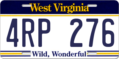 WV license plate 4RP276