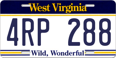 WV license plate 4RP288