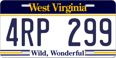 WV license plate 4RP299