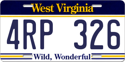 WV license plate 4RP326