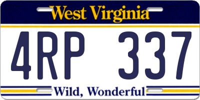 WV license plate 4RP337