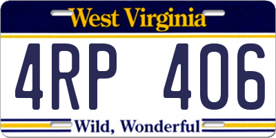 WV license plate 4RP406