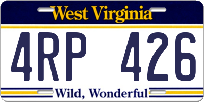WV license plate 4RP426