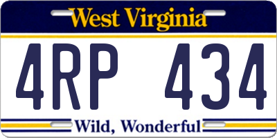 WV license plate 4RP434