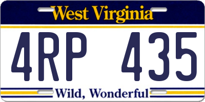 WV license plate 4RP435