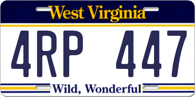 WV license plate 4RP447