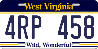 WV license plate 4RP458