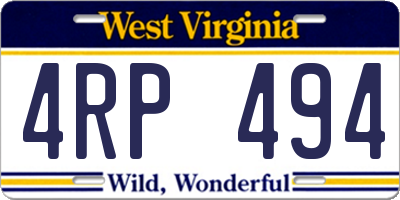 WV license plate 4RP494