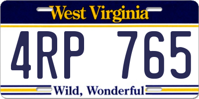 WV license plate 4RP765