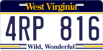 WV license plate 4RP816