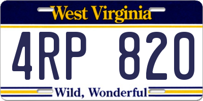 WV license plate 4RP820
