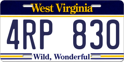 WV license plate 4RP830