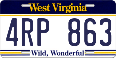 WV license plate 4RP863
