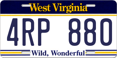 WV license plate 4RP880