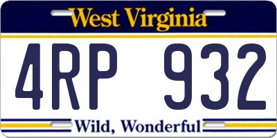 WV license plate 4RP932
