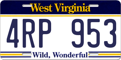 WV license plate 4RP953