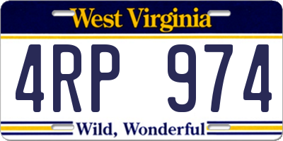 WV license plate 4RP974