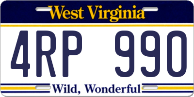 WV license plate 4RP990