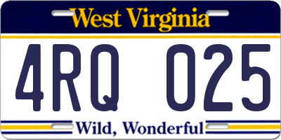 WV license plate 4RQ025
