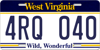 WV license plate 4RQ040