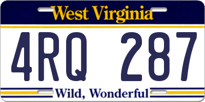 WV license plate 4RQ287