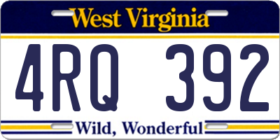 WV license plate 4RQ392
